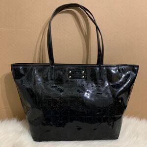 KATE SPADE HARMONY Metro Black Vinyl Perforated Heart Pattern Tote